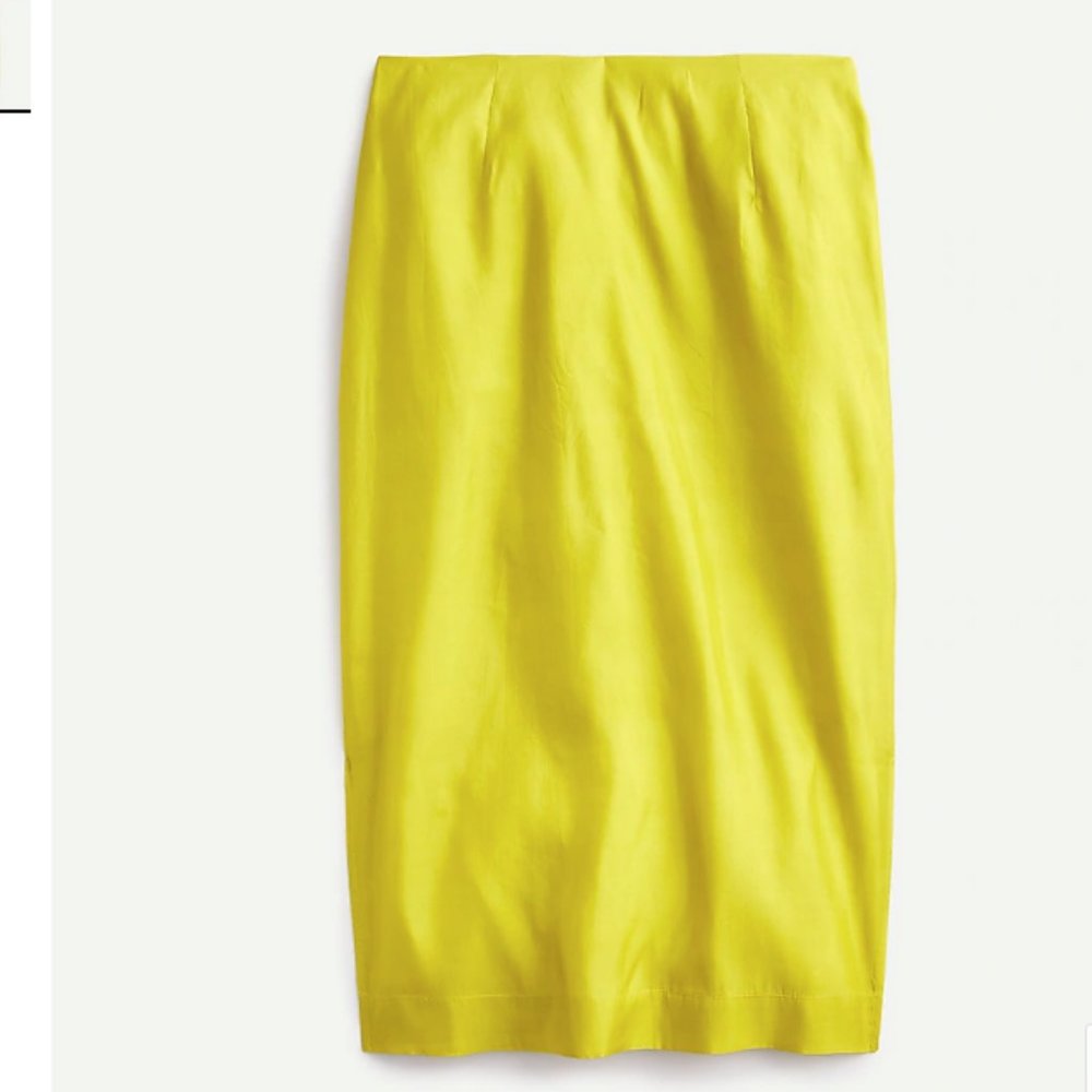 J. Crew Silk Organza Midi Slip Skirt 6 Chartreuse